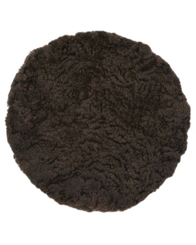 Curly pad brunmelert – rund stolpute i krøllete saueskinn med polstring
